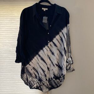 Tie dye button down blouse